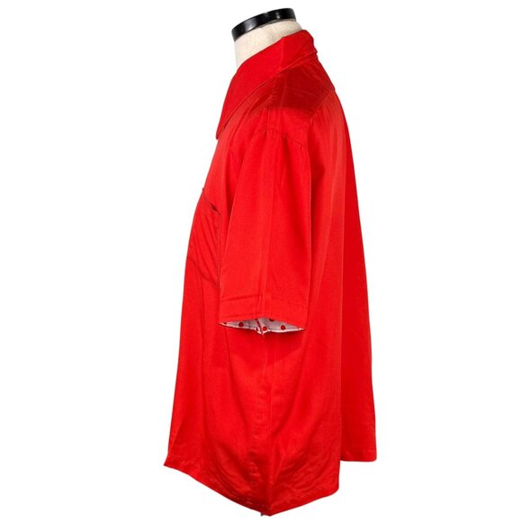 Vintage 70s JCPenney Towncraft XL Red Button-Up Shirt W/ Polka Dot Trim - Picture 2 of 7